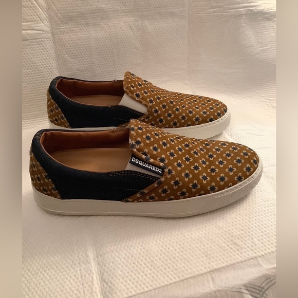 DSQUARED2 Canvas / Denim Brown & Navy Slip On Sneaker Mens 41 EU-8 US RARE H2F‍‍ - Picture 2 of 11